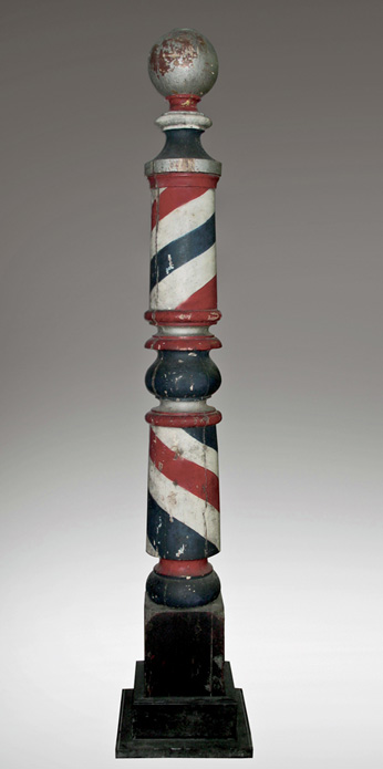 Barber Shop Pole, 19th Century Carving at the Outsider Folk Art Gallery