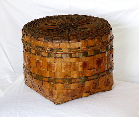 N.E. Indian woodlands basket with potato stamping