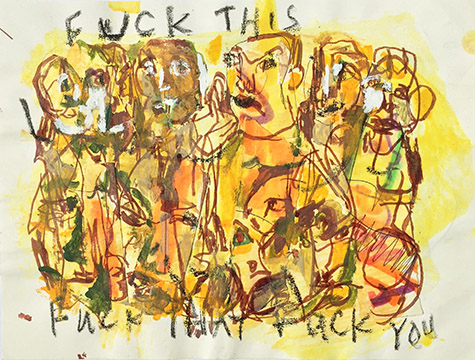 Jim Bloom BNG-01 | Mixed media on paper 11 x 9 in. at the Outsider Folk Art Gallery