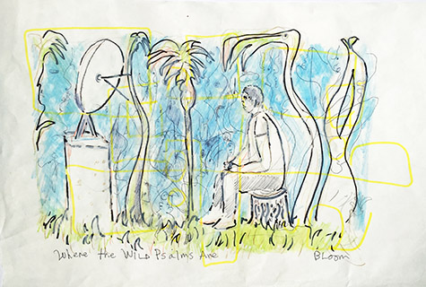 Jim Bloom | BNG-10 | Wilds Palms | Mixed media on paper 17 x 14 in. at the Outsider Folk Art Gallery