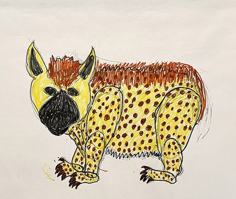 Brent Brown | BRB1072 | Hyena | 18 x 12 in. at the Outsider Folk Art Gallery