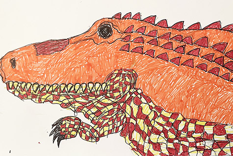 Brent Brown | BRB1090 | Ora the Alligator | 14 x 11 in. at the Outsider Folk Art Gallery