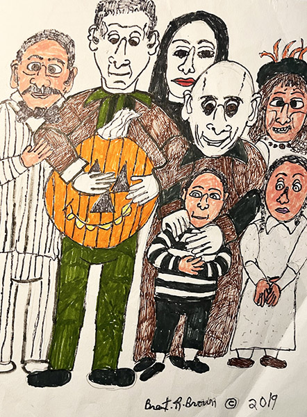 Brent Brown | BRB1104 | Adams Family  | 9 x 12 in. at the Outsider Folk Art Gallery