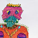 Brent Brown BRB1116 | Multi-colored King Monster at the Outsider Folk Art Gallery