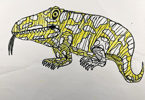 Brent Brown | BRB1117 | Komodo Yellow Dragon | 11 x 8 1/2 in. at the Outsider Folk Art Gallery