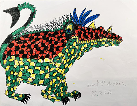 Brent Brown | BRB1125 | Severe Lizard | 11 x 8 1/2 in. at the Outsider Folk Art Gallery