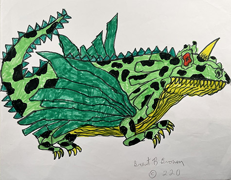 Brent Brown | BRB1130 | Flat flying Lizard | 11 x 9 in. at the Outsider Folk Art Gallery