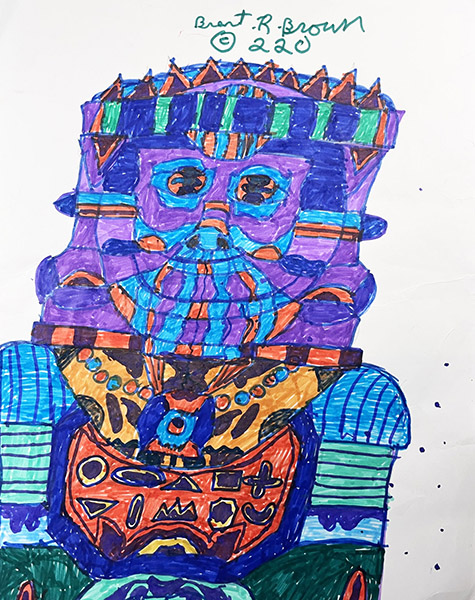 Brent Brown | BRB1136 | Multi Colored King (Star Wars)  | Drawing | 8 1/2 x 11 in.  at the Outsider Folk Art Gallery