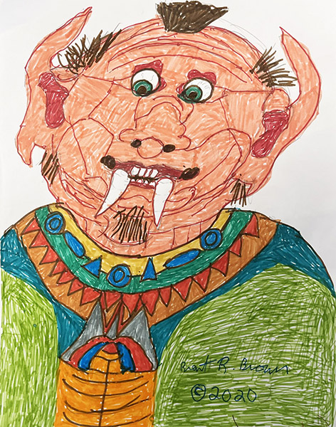 Brent Brown | BRB1137 | Long ears the Troll | 8 1/2 x 11 in. at the Outsider Folk Art Gallery