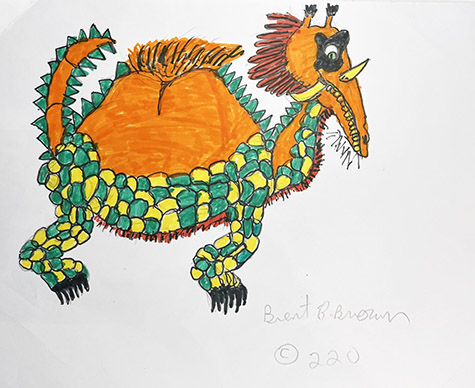 Brent Brown | BRB1139 | Bird Creature | 11 x 8 1/2 in. at the Outsider Folk Art Gallery