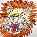 Brent Brown BRB1149 | Lion orange - yellow at the Outsider Folk Art Gallery