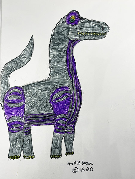 Brent Brown | BRB1150 | Brontosaurus | 9 x 12 in. at the Outsider Folk Art Gallery