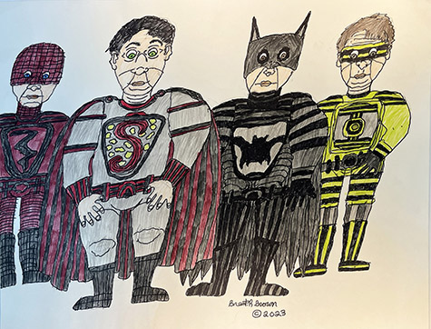Brent Brown | BRB1158 | Batman, Superman, etc. | Drawing | 28 x 22 in. at the Outsider Folk Art Gallery