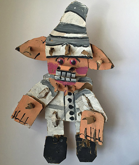 Brent Brown | BRB116 | Gedelf the Dwarf | Cardboard, Mixed Media, 14 x 21 x 5 in. (35.6 x 53.3 x 12.7 cm) at the Outsider Folk Art Gallery