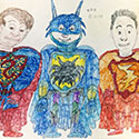 Brent Brown BRB1184 | Side 1 - Batman and 2 more, Side 2 - Yoda fighting at the Outsider Folk Art Gallery