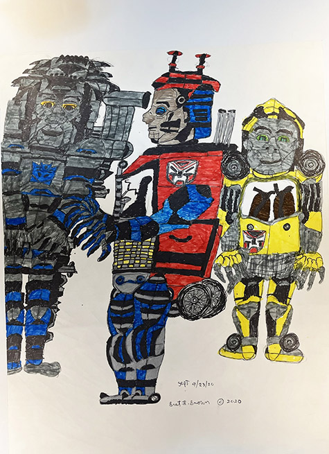 Brent Brown | BRB1201 | Transformers from Hasbro | 22 x 28 in. at the Outsider Folk Art Gallery