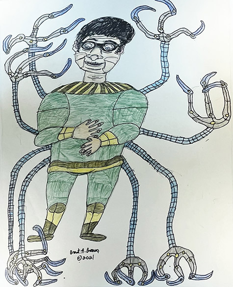 Brent Brown | BRB1205 | Doctor Octopus (Doc Ock) from Marvel | 22 x 28 in.  at the Outsider Folk Art Gallery