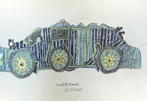 Brent Brown | BRB1206 | Batmobile | 28 x 22 in. at the Outsider Folk Art Gallery
