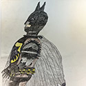 Brent Brown BRB1230 | Batman 1 side, Fighters 2nd side at the Outsider Folk Art Gallery