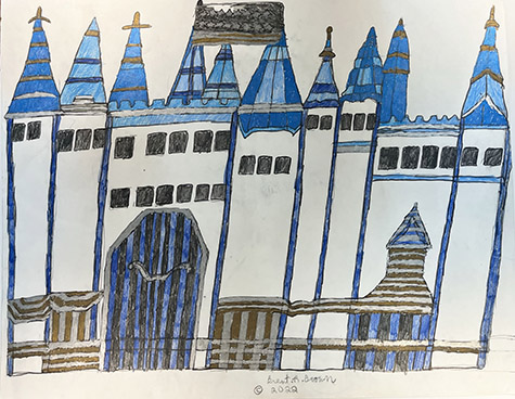 Brent Brown | BRB1238 | Disney Castle | 28 x 22 in. at the Outsider Folk Art Gallery