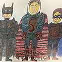 Brent Brown BRB1240 | Spider-Man, Batman, Robin - side 1, Ridler and Halfman - side 2 at the Outsider Folk Art Gallery