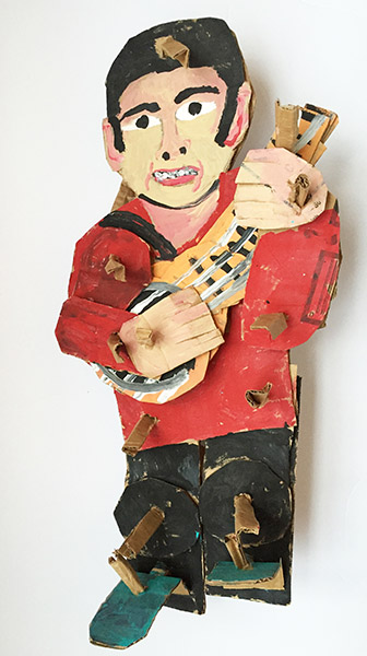Brent Brown | BRB174 | Elvis | Cardboard, Mixed Media, 12 x 22 x 7 in. (30.5 x 55.9 x 17.8 cm) at the Outsider Folk Art Gallery
