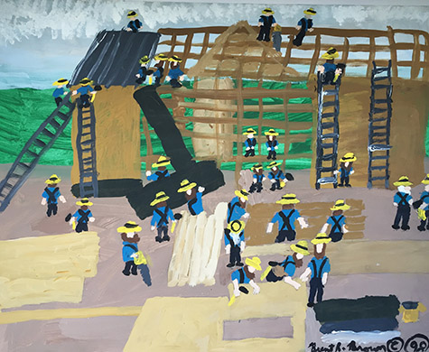 Brent Brown | BRB231 | Amish Construction, 2006 | Paint on stretched canvas, 30 x 24 x 1 in. (76.2 x 61 x 2.5 cm) at the Outsider Folk Art Gallery