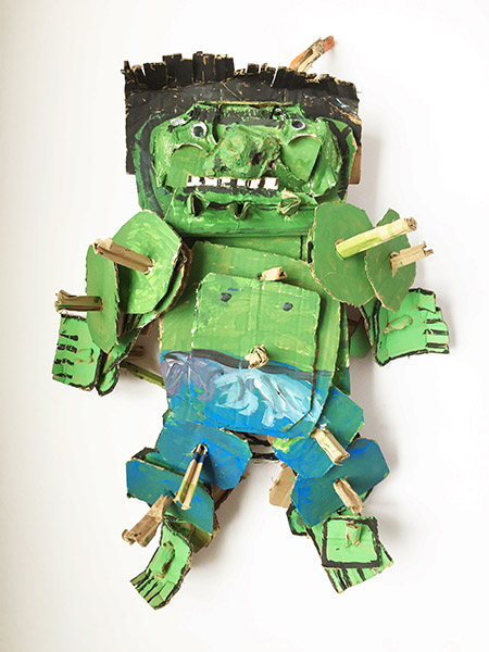 Brent Brown | BRB254 | The Hulk | Cardboard, Mixed Media, 23 x 26 x 6 in. at the Outsider Folk Art Gallery