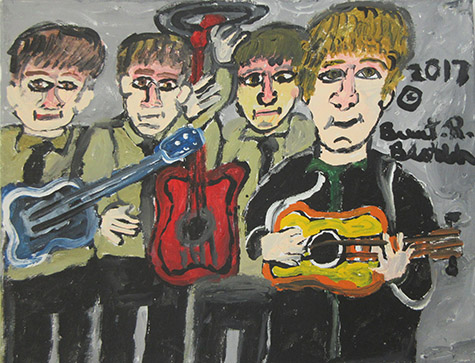 Brent Brown | BRB314 | The Beatles, 2017 | Paint on canvas board | 14 x 11 in. (35.6 x 27.9 cm) at the Outsider Folk Art Gallery