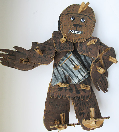 Brent Brown | BRB322 | Chewbacca, 2017 | Cardboard, Mixed Media | 27 x 25 x 5 in. (68.6 x 63.5 x 12.7 cm) at the Outsider Folk Art Gallery