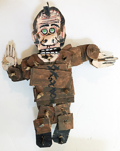 Brent Brown | BRB502 | Ogre, 2018  | 
	 Cardboard, Mixed Media, on Canvas | 22 x 25 x 6 in. at the Outsider Folk Art Gallery