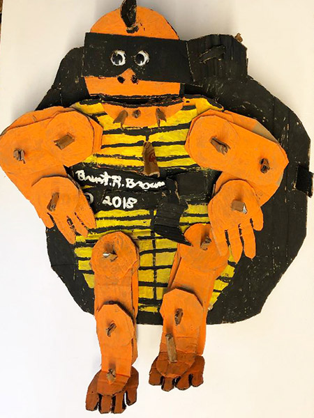 Brent Brown | BRB519 | Brent the Ninja, 2018 | Cardboard, Mixed Media | 26 x 32 x 8 in. at the Outsider Folk Art Gallery
