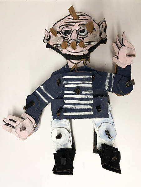 Brent Brown | BRB526 | Victor the Goblin, 2018 | 
	 Cardboard, Mixed Media | 26 x 25 x 8 in. at the Outsider Folk Art Gallery
