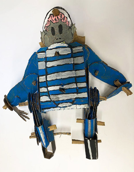 Brent Brown | BRB556 | Blue Brain, 2019   | 
	 Cardboard, Mixed Media | 27 x 27 x 10 in. at the Outsider Folk Art Gallery
