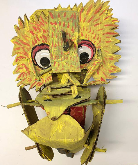 Brent Brown | BRB559 | Big Bird (The Muppets), 2019 | Cardboard, Mixed Media, on Canvas | 18 x 23 x 15 in. at the Outsider Folk Art Gallery