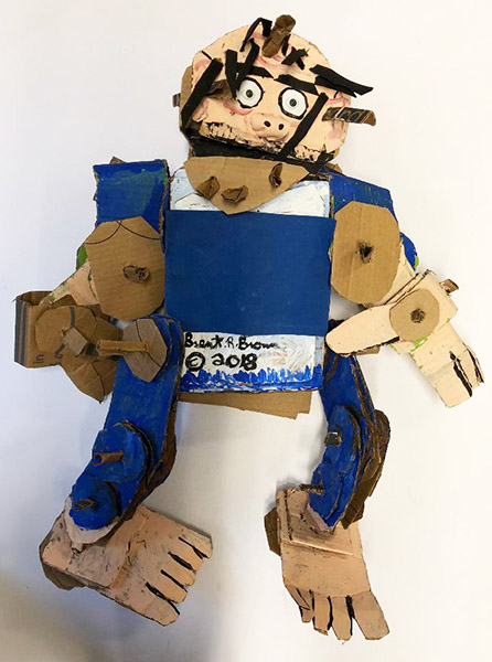 Brent Brown | BRB563 | Harry the Giant, 2019  | 
	 Cardboard, Mixed Media | 22 x 25 x 6 in. at the Outsider Folk Art Gallery