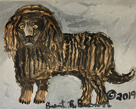 Brent Brown | BRB596 | American Water Spaniel, 2019 | 
	 Paint on canvas | 16 x 20 in. at the Outsider Folk Art Gallery