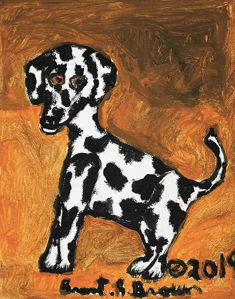 Brent Brown | BRB642 | Dalmation, 2019 | 
	 Paint on canvas | 8 x 10 x 1 1/2 in. at the Outsider Folk Art Gallery