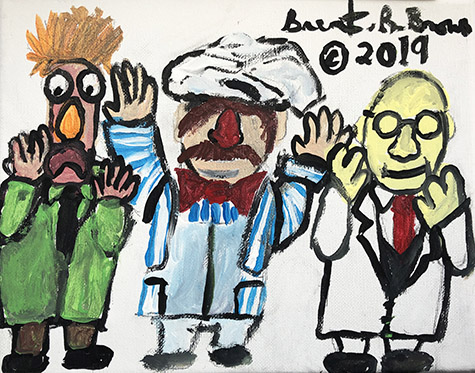 Brent Brown | BRB657 | The Muppet Wave, 2019 | Paint on Canvas | 10 x 8 in. at the Outsider Folk Art Gallery