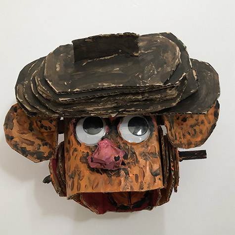 Brent Brown | BRB662 | Fozzie Bear, Muppet Jr., 2019 | 
	 Cardboard, Mixed Media, 12 x 9 x 9 in. at the Outsider Folk Art Gallery