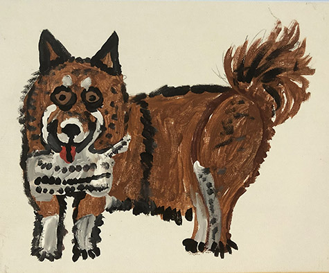 Brent Brown | BRB672 | Welsh Corgi, 2019 | 
	 Paint on canvas | 8 x 10 in. at the Outsider Folk Art Gallery