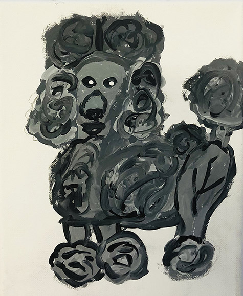 Brent Brown | BRB674 | Poodle, 2019 | 
	 Paint on canvas | 8 x 10 in. at the Outsider Folk Art Gallery