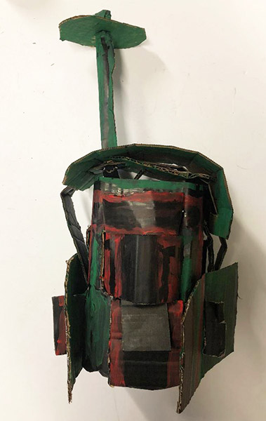 Brent Brown | BRB721 | Boba Fett with Helmut (Mandalorians), 2020  | 
	 Cardboard, Mixed Media, on Canvas | 11 x 20 x 8 in. at the Outsider Folk Art Gallery