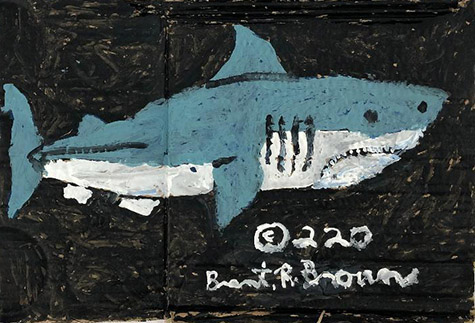 Brent Brown | BRB773 | Great White Shark, 2020 | Paint on canvas | 17 x 12 in. at the Outsider Folk Art Gallery