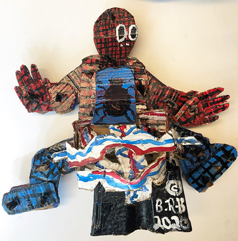 Brent Brown | BRB775 | Spiderman and Web - Mini, 2020 | Paint on cardboard | 24 x 20 x 10 in. at the Outsider Folk Art Gallery