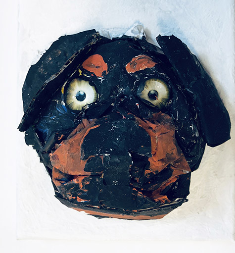 Brent Brown | BRB829 | Rottweiler, 2020 | Cardboard, Mixed Media, on Canvas backing | 5 x 7 in. at the Outsider Folk Art Gallery