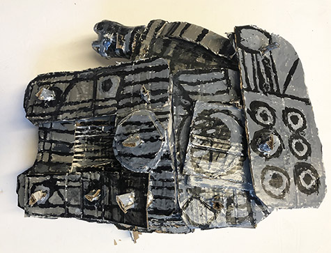 Brent Brown | BRB910 | Millenium Falcon, 2021  | 
	 Cardboard, Mixed Media | 15 x 20 x 10 in. at the Outsider Folk Art Gallery