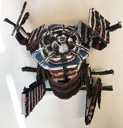 Brent Brown | BRB917 | Tie Fighter #4 (Star Wars), 2021  | 
	 Cardboard, Mixed Media | 17 x 10 x 8 in. at the Outsider Folk Art Gallery