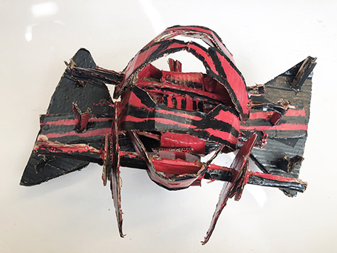 Brent Brown | BRB919 | Tie Fighter #6 (Star Wars), 2021  | 
	 Cardboard, Mixed Media | 19 x 12 x 12 in. at the Outsider Folk Art Gallery
