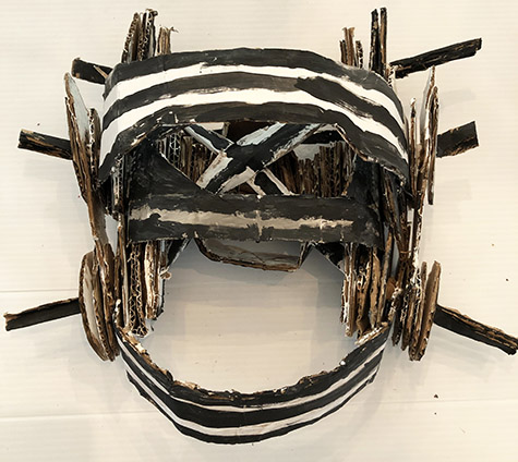 Brent Brown | BRB928 | Tie Fighter #10 (Star Wars), 2021  | 
	 Cardboard, Mixed Media | 12 x 12 x 8 in. at the Outsider Folk Art Gallery